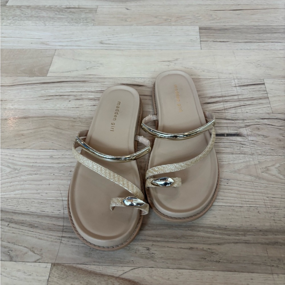Madden Girl Metallic Gold Slide Sandals